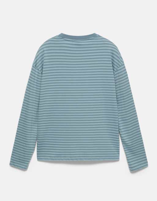 Pull&Bear randig t-shirt i blått, 7 av 7