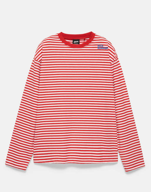 Pull&Bear randig t-shirt i rött, 4 av 6