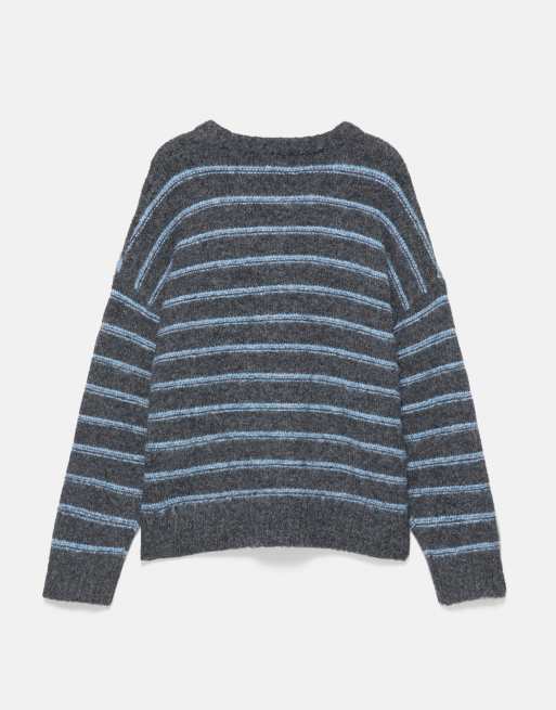 Pull&Bear randig tröja i mörkgrått, 7 av 7