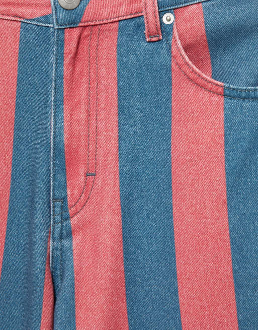 Pull&Bear randiga jeans med raka ben i rosa, 7 av 7