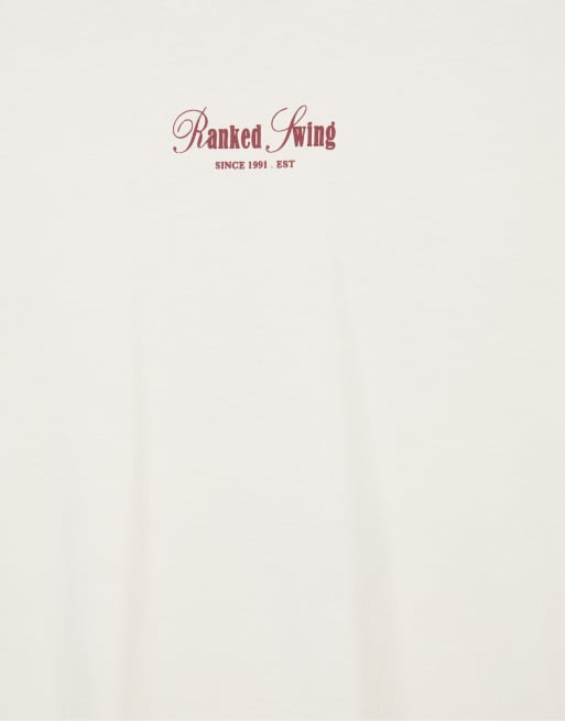 Pull&Bear Ranked swing relaxed fit graphic t-shirt in off white, 6 of 7