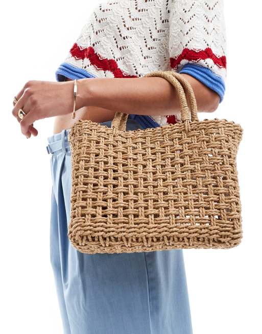  Pull&Bear rattan tote bag in natural