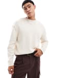 [Pull & Bear] Pull & Bear raw seam knitted jumper in ecru-Neutral L Neutral