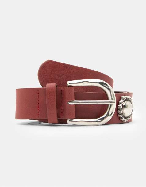 Pull&Bear - Rødt boho-bælte med lædereffekt - view 1