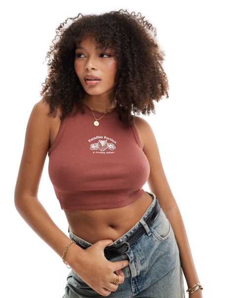 Pull&Bear – Rdzawy podkoszulek o fasonie bokserki z nadrukiem z motywem truskawki - view 1