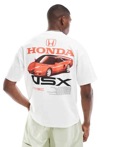 Pull&Bear - Recht T-shirt met grafische Honda-print in wit - view 1