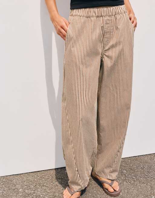 Pull&Bear rechte broek met strepen in roze, 4 van 7