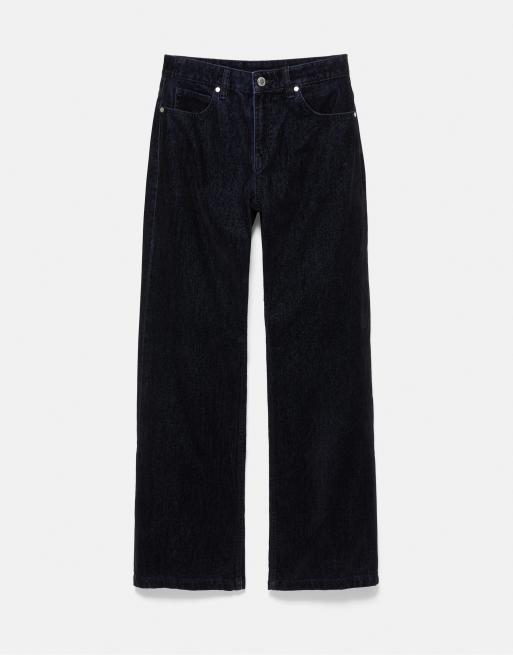 Pull&Bear rechte fluwelen broek in zwart, 4 van 6