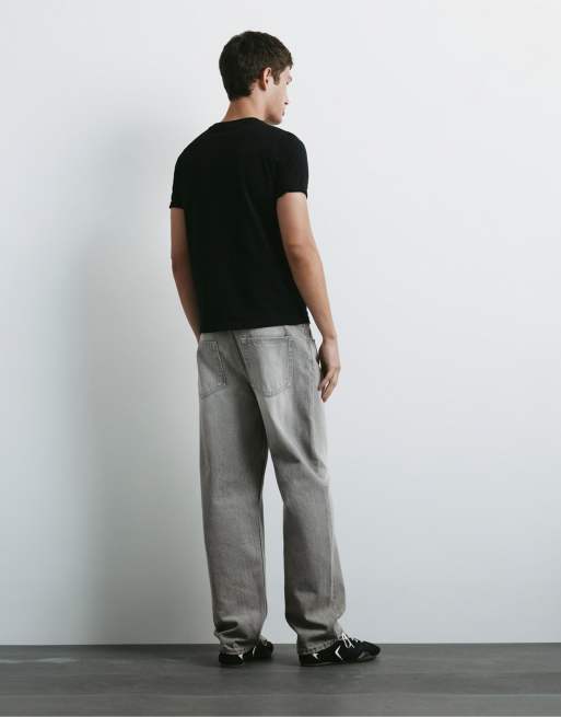Pull&Bear rechte jeans in donkergrijs, 2 van 7