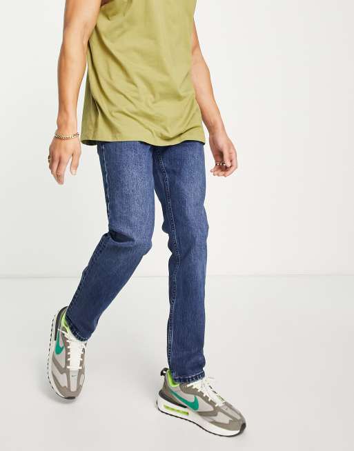 Pull&Bear - Rechte jeans in middenblauw