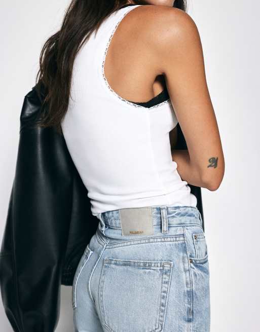 Pull&Bear - Rechte jeans met wijde pijpen in lichtblauw, 5 van 7