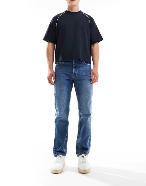 Pull&Bear - Rechte vintage jeans in middenblauw - view 1