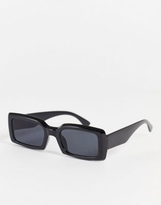Pull&Bear rectangular sunglasses in black