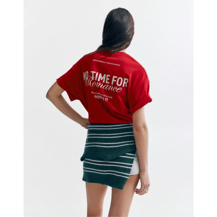 Pull&Bear Red t-shirt with romance graphic in red | ASOS