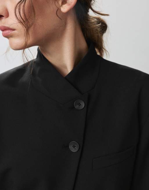 Pull&Bear regular double-breasted blazer in zwart, 2 van 7