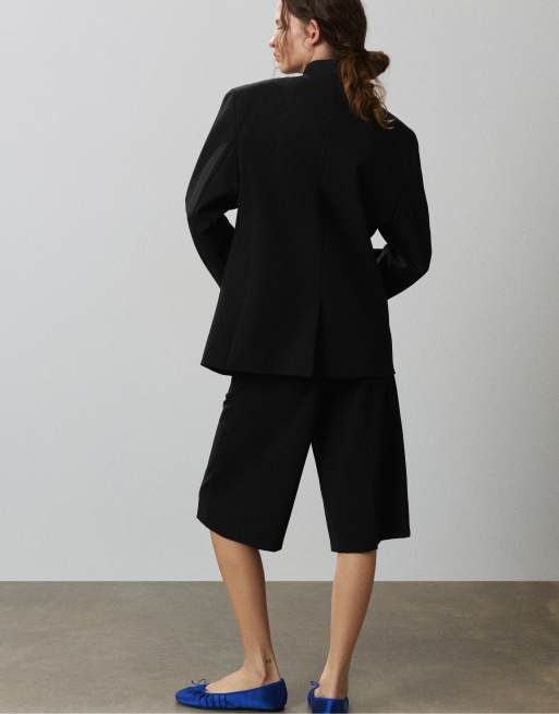 Pull&Bear regular double-breasted blazer in zwart, 3 van 7