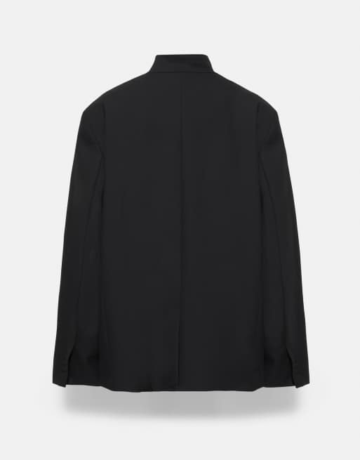 Pull&Bear regular double-breasted blazer in zwart, 7 van 7