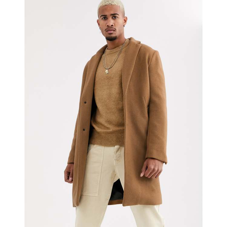 Pull&bear button front hot sale coat in tan