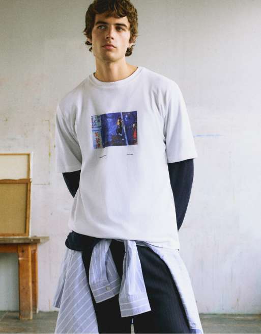 Pull&Bear Regular fit graphic t-shirt in white, 4 of 7