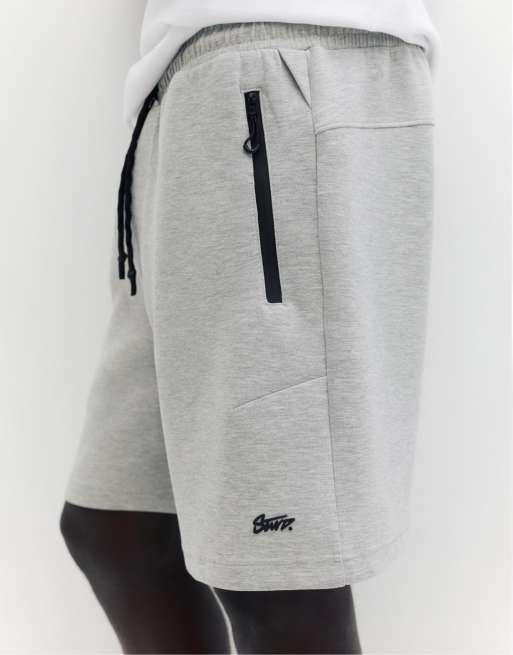 Pull&Bear Regular fit jogger bermuda shorts in grey marl, 3 of 4