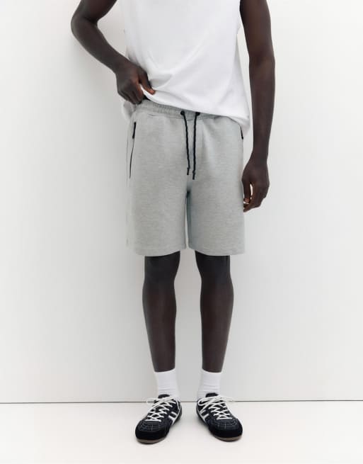Pull&Bear Regular fit jogger bermuda shorts in grey marl, 4 of 4