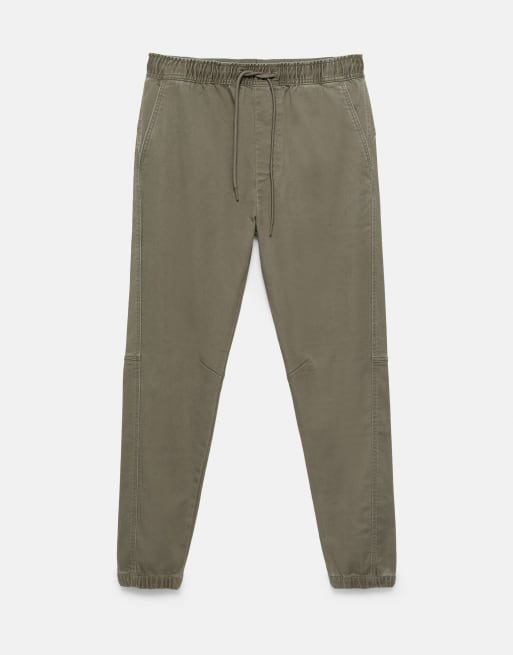 Pull&Bear Regular fit jogging trousers in dark khaki, 6 of 7