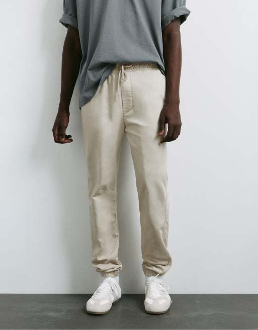 Pull&Bear regular-fit joggingbroek in beige, 4 van 7