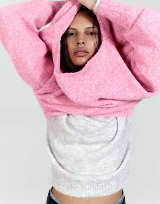 Pull&Bear Regular fit striktrøje med bådudskæring i pink, 5 af 7