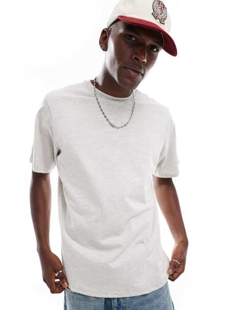 Pull&Bear – Regular Fit T-Shirt in meliertem Grau - view 1
