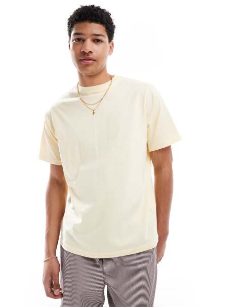 Pull&Bear regular fit t-shirt in soft yellow - view 1