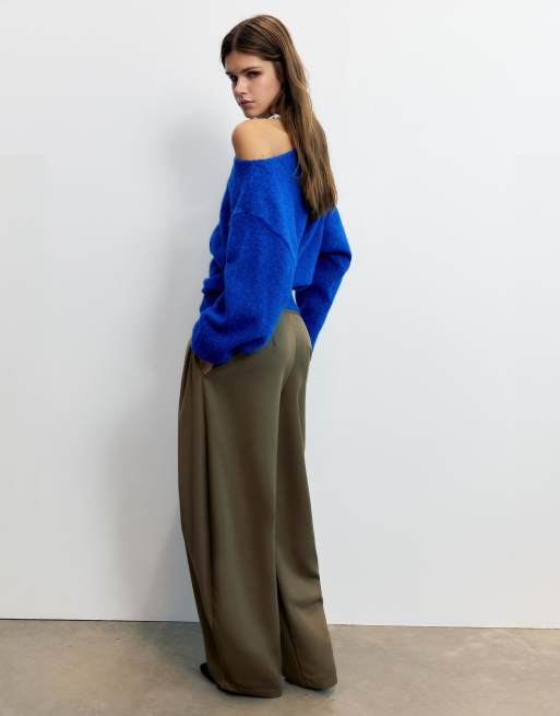 Pull&Bear regular fit-tröja med båtringning i mörkblått med ull, 2 av 7