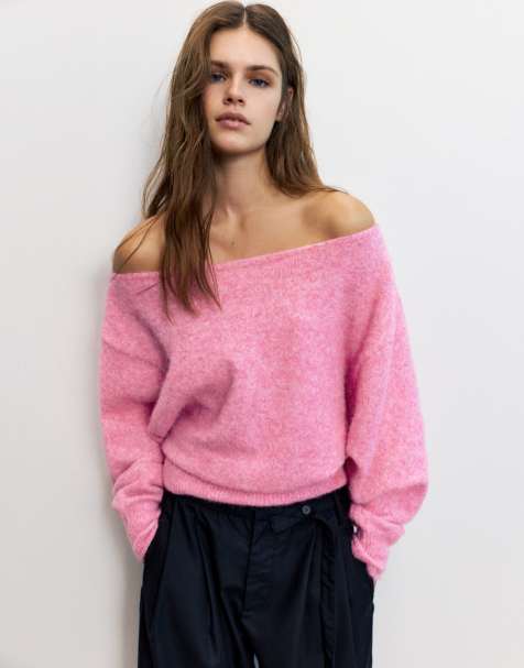 Pull&Bear regular fit tröja med båtringning i rosa - view 1