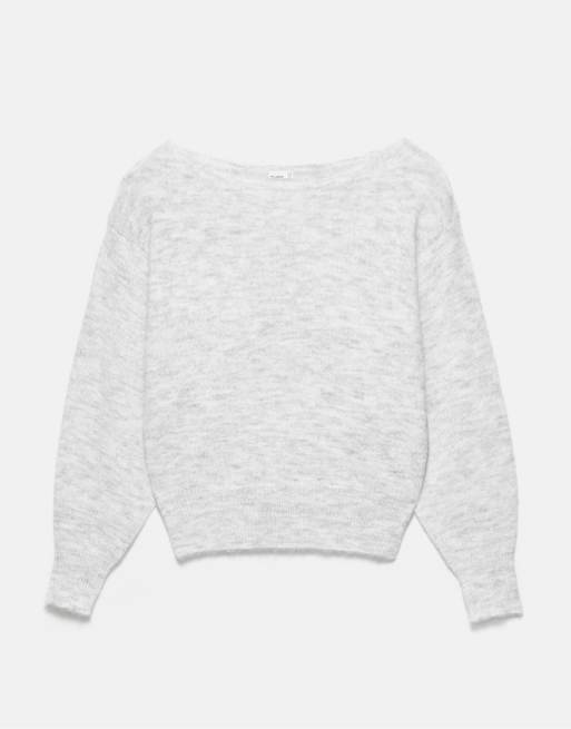 Pull&Bear regular-fit trui met boothals in lichtgrijs, 4 van 6