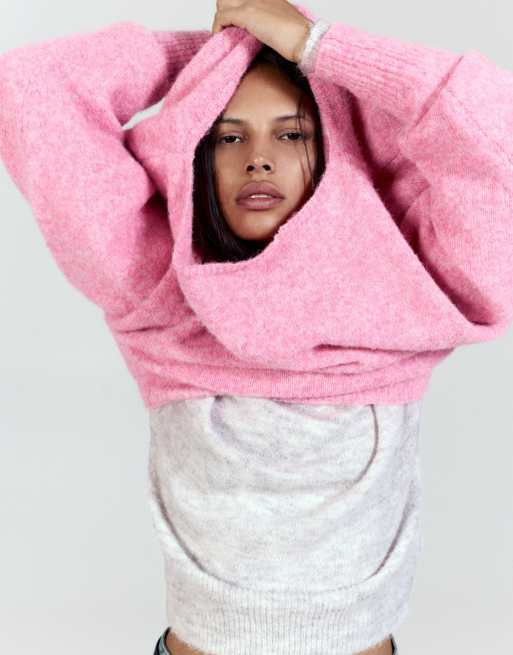 Pull&Bear regular-fit trui met boothals in roze, 3 van 7