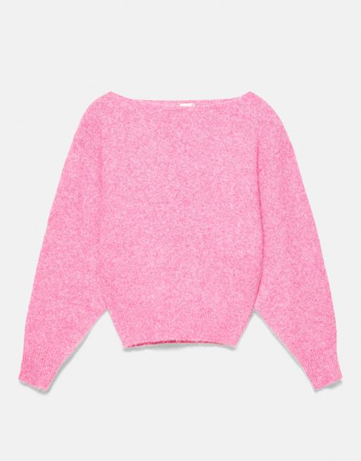 Pull&Bear regular-fit trui met boothals in roze, 6 van 7