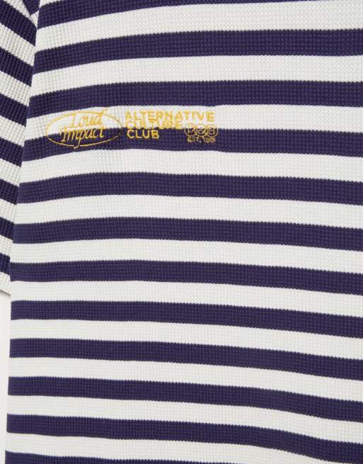 Pull&Bear Regular gestreiftes T-Shirt in Blau/Weiß, 7 von 7