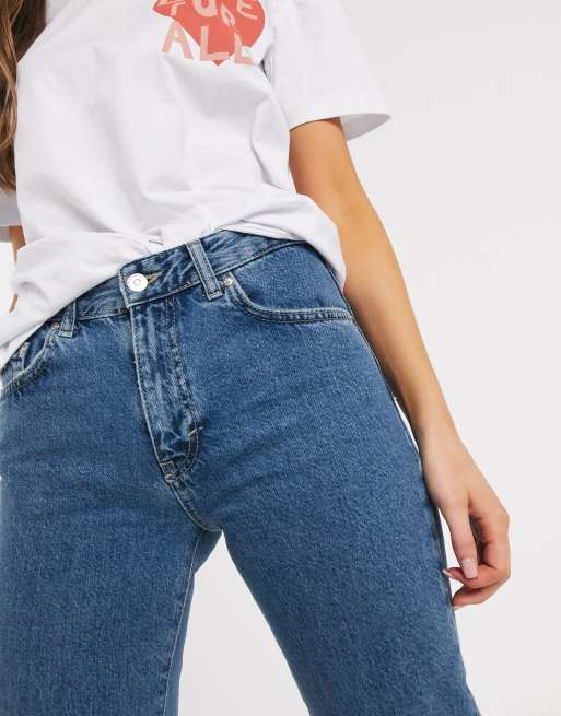 Pull&Bear regular mom jeans in blue, 3 of 4