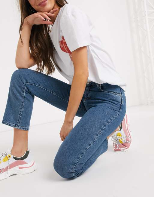 Pull&Bear regular mom jeans in blue, 4 of 4