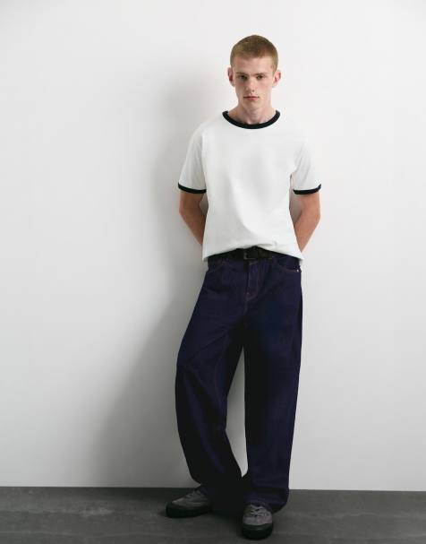 Pull&Bear Relaxed Baggy Jeans in Marineblau - view 1