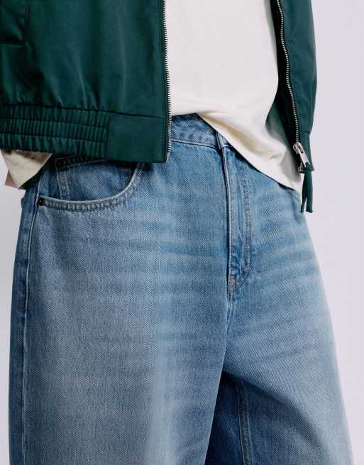 Pull&Bear relaxed baggy jeans in middenblauw, 3 van 7