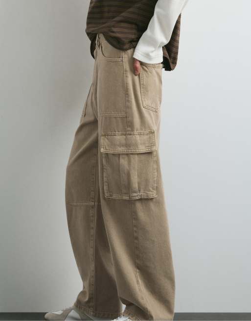 Pull&Bear Relaxed Cargo-Jeans in Beige, 5 von 7