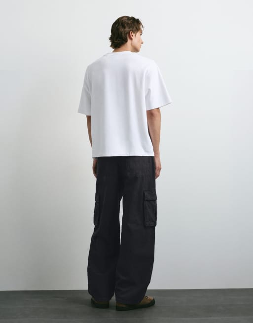 Pull&Bear Relaxed cargo jeans in faded black, 2 of 7