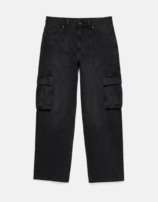 Pull&Bear Relaxed cargo jeans in faded black, 6 of 7