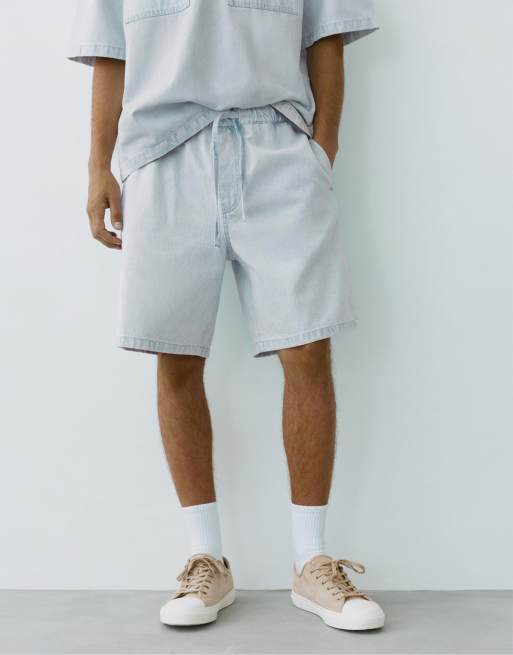 Pull&Bear Relaxed Denim-Bermuda-Shorts in Himmelblau, 4 von 7