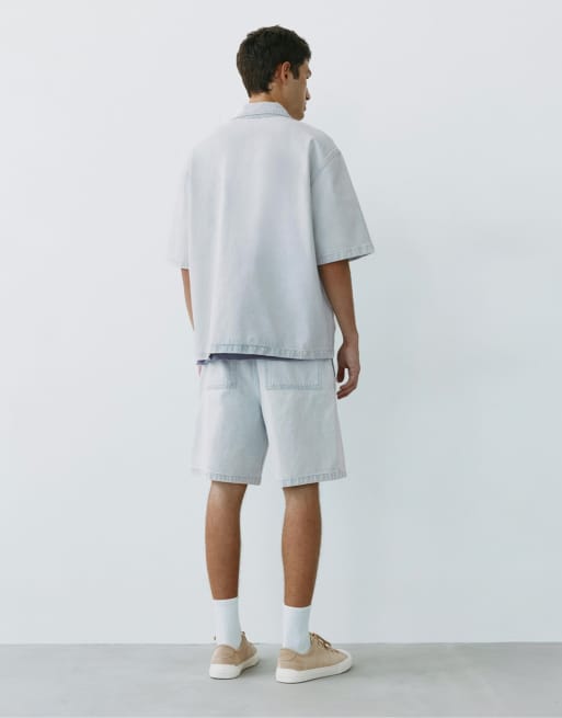 Pull&Bear Relaxed denim bermuda shorts in sky blue, 2 of 7