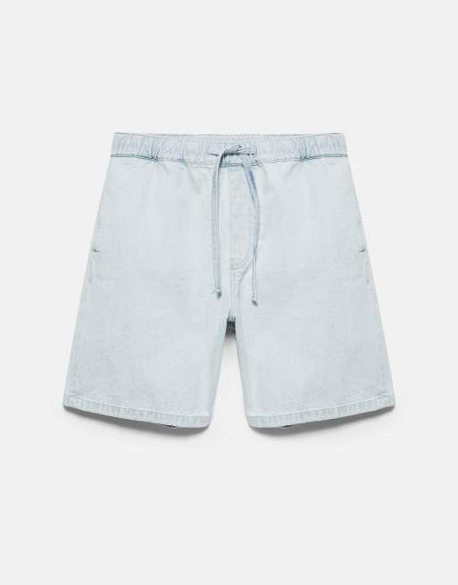 Pull&Bear Relaxed denim bermuda shorts in sky blue, 6 of 7