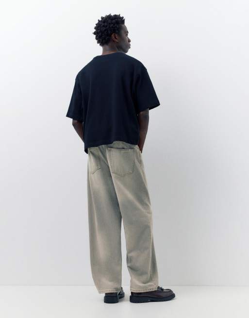 Pull&Bear Relaxed fit baggy jeans in dark grey, 4 of 4