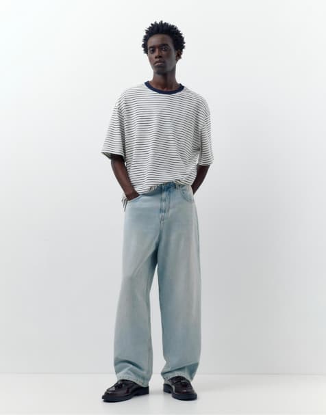 Pull&Bear Relaxed fit baggy jeans in pale indigo