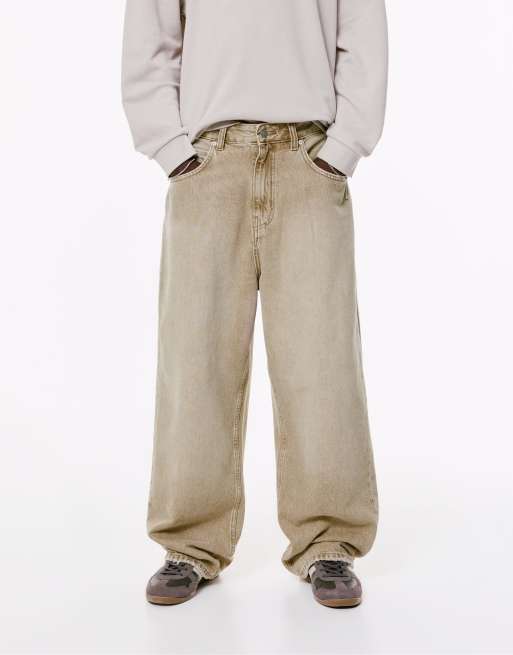 Pull&Bear Relaxed fit baggy jeans in sand ASOS