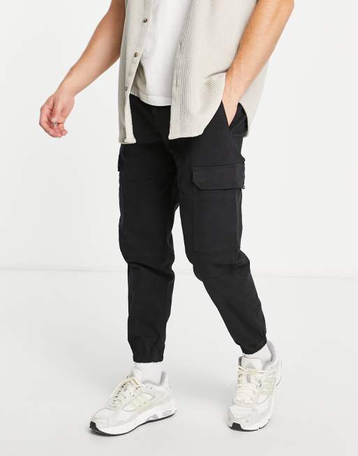 Pull&Bear relaxed fit cargo pants in black ASOS